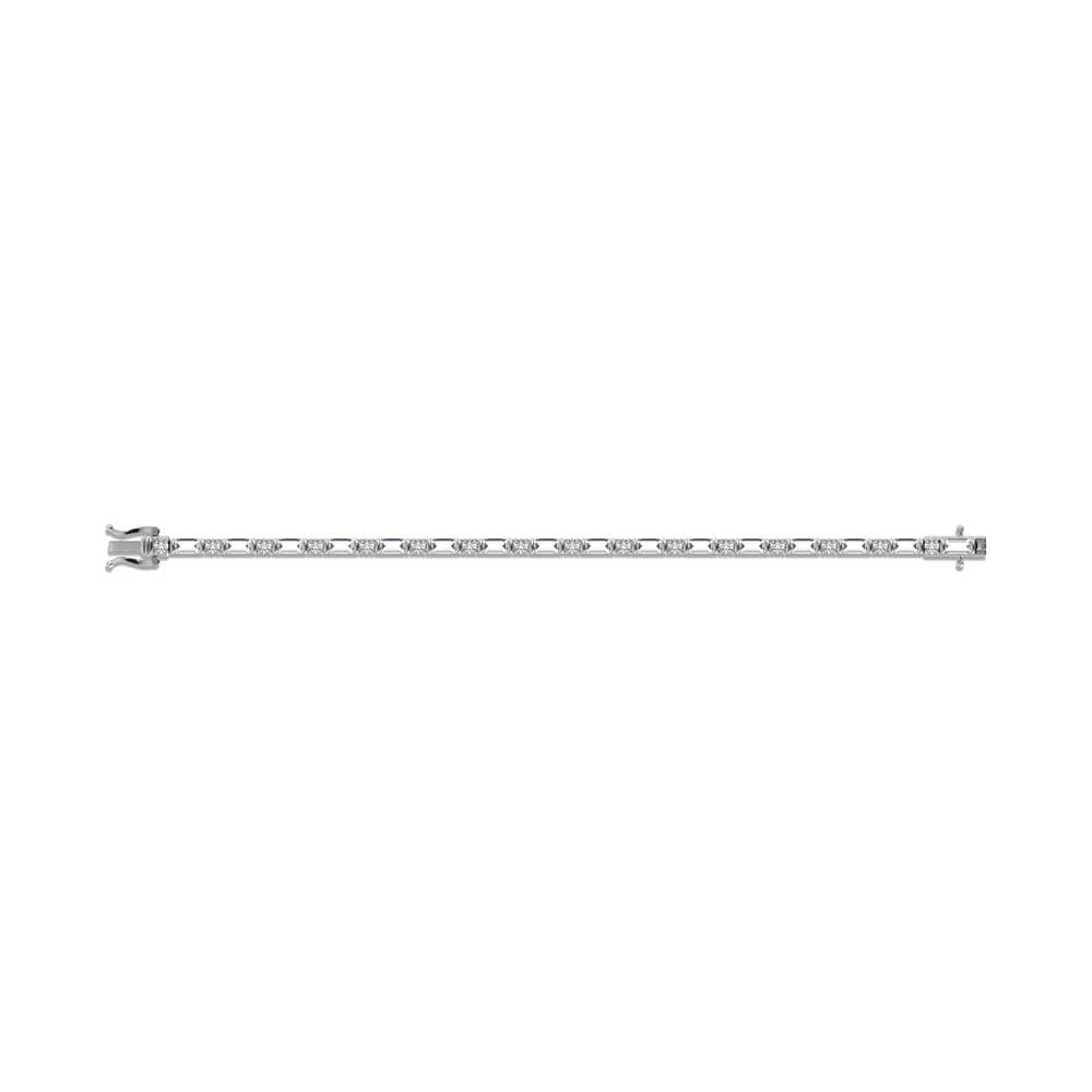 14K White Gold Round & Baguette Lab Grown Diamond 7 Ct.Tw. Tennis Bracelet
