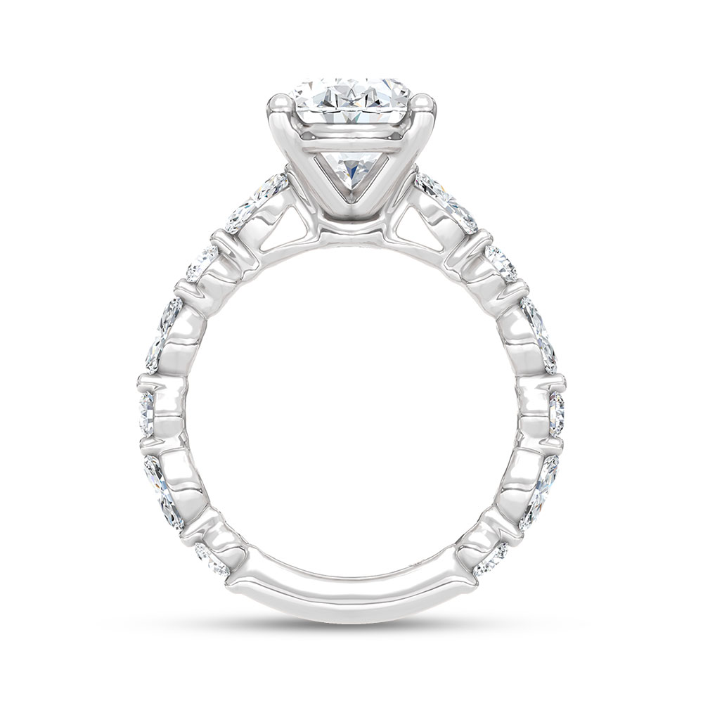 14K White Gold Lab Grown Diamond 4 Ct.Tw. Oval Shape Engagement Ring (Center 3 Ctw)