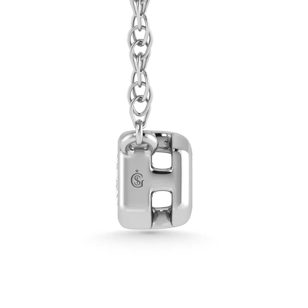 14K White Gold Lab Grown Diamond 1/2 Ct.Tw. Emerald Shape Solitaire Necklace - 16 inches