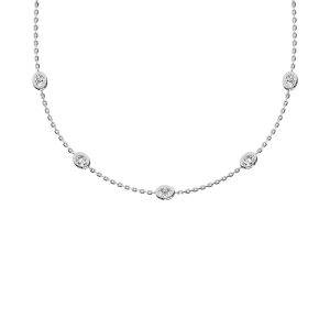 14K White Gold Oval Shape Lab Grown Diamond 5/8 Ct.Tw. 7 Stone Necklace