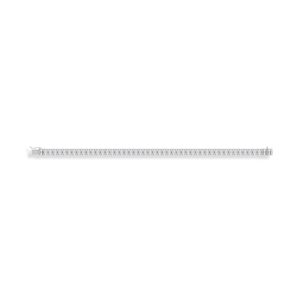 14K White Gold 12 1/4 Ct.Tw. Lab Grown Diamond Vertical Emerald Shape Tennis Bracelet