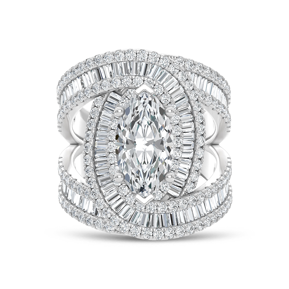 14K White Gold Lab Grown Diamond 4 Ct.Tw. Engagement Ring (IGI Certified Center 2ct)