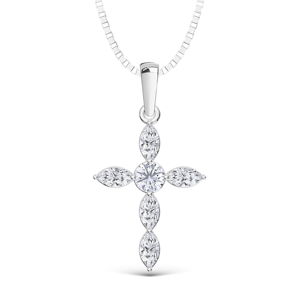 10K White Gold Lab Grown Diamond 1/2 Ct.Tw. Cross Pendant