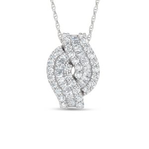 14K White Gold Lab Grown Diamond  1 3/8 Ct.Tw. Roud and Tapper Fashion Pendant