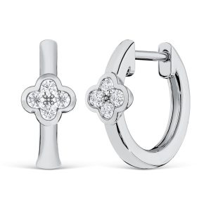 10K White Gold Lab Grown Diamond 1/10 Ct.Tw. Hoop Earrings