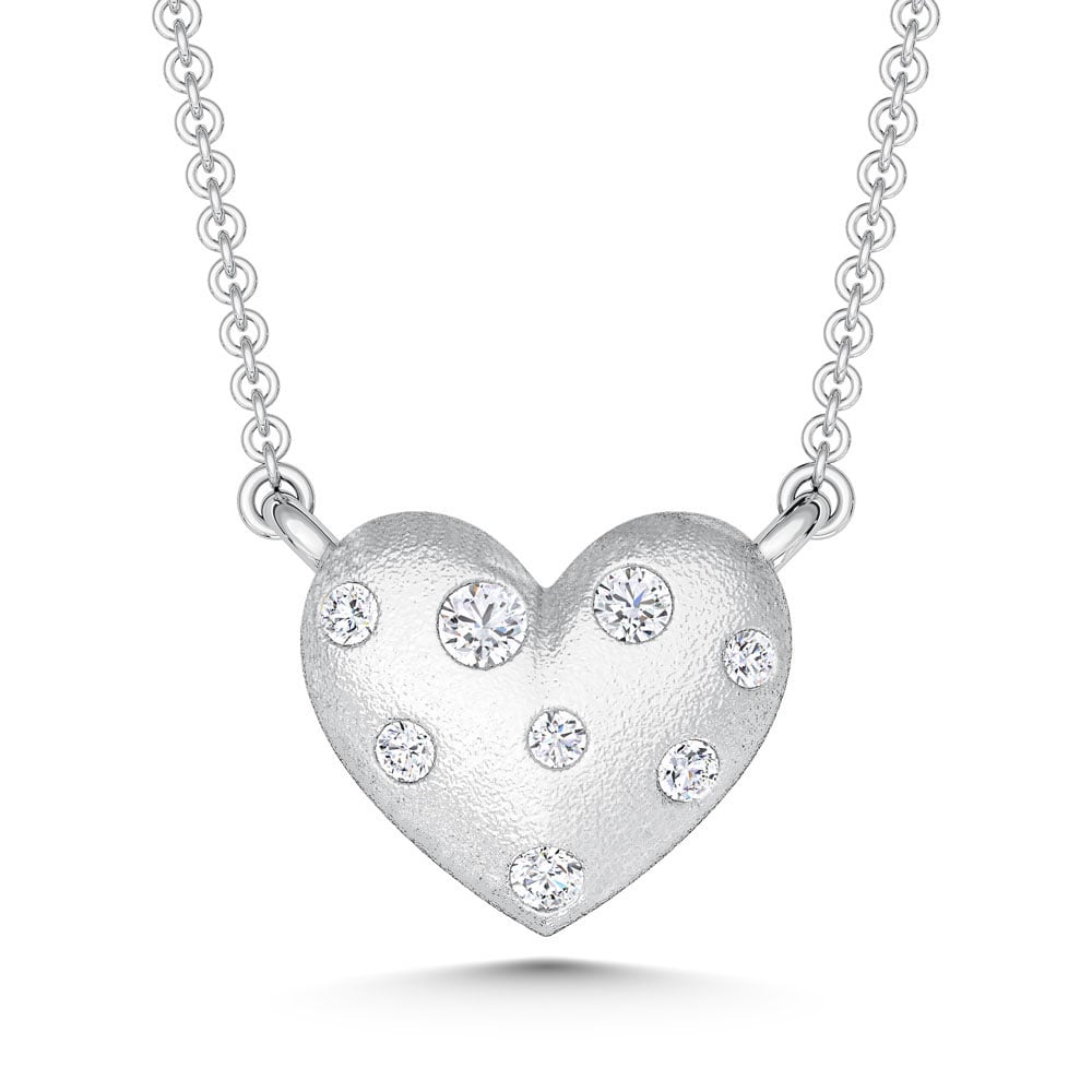 10K White Gold Lab Grown Diamond 1/10 Ct.Tw. Heart Pendant