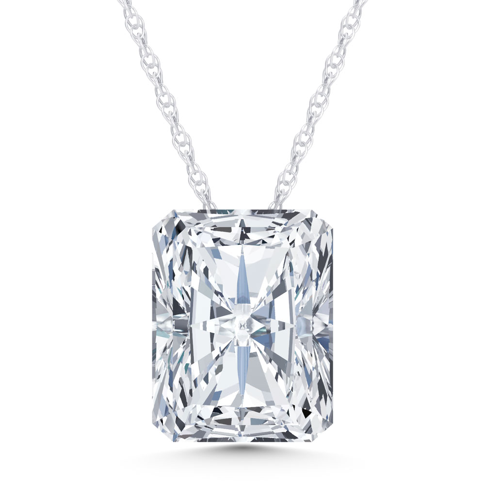 14K White Gold Lab Grown Diamond 1 Ct.Tw. Elongated Radiant Slider Pendant