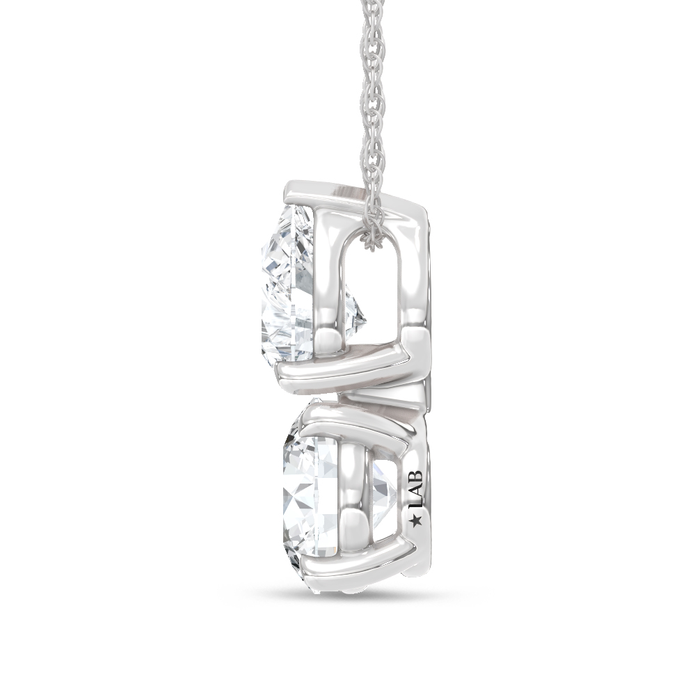 14K White Gold Lab Grown Diamond 1 Ct.Tw. Round and Pear Fashion Pendant