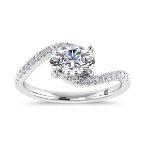 14K White Gold 2 1/6 Ct.Tw. Lab Grown Diamond Fashion Ring – Center 1 ct