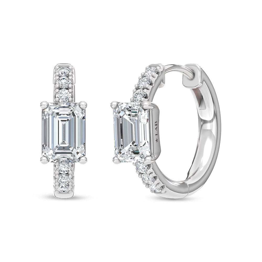 14K White Gold Lab Grown Diamond 1 1/6 Ct.Tw. Hoop Earrings