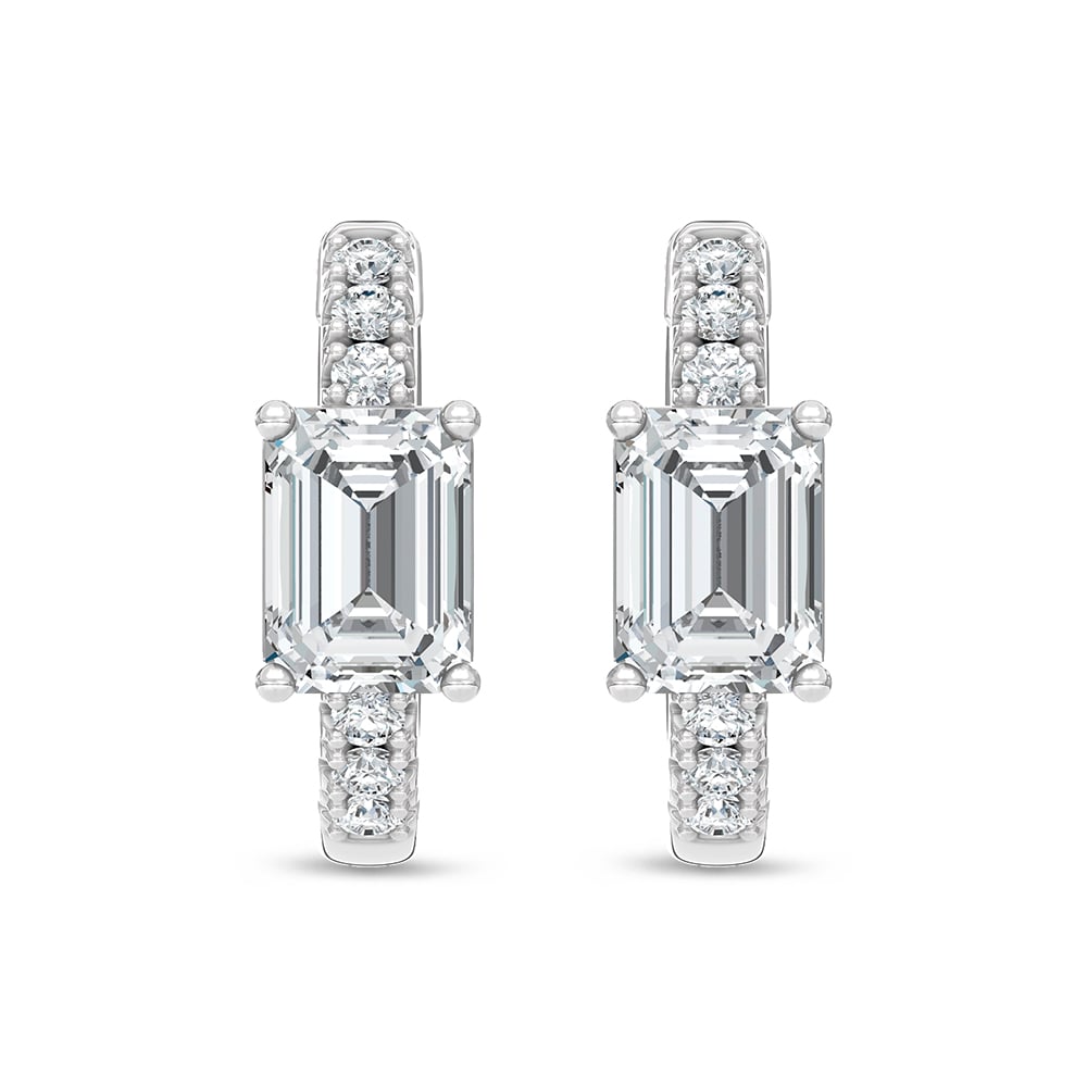 14K White Gold Lab Grown Diamond 1 1/6 Ct.Tw. Hoop Earrings