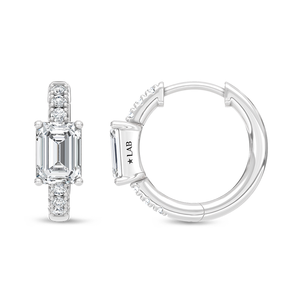 14K White Gold Lab Grown Diamond 1 1/6 Ct.Tw. Hoop Earrings