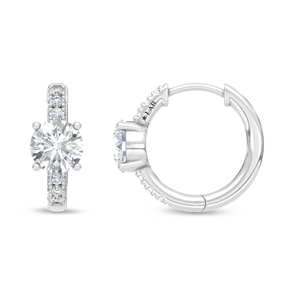 14K White Gold Lab Grown Diamond 1 1/6 Ct.Tw. Hoop Earrings