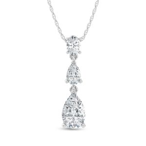 14K White Gold Lab Grown Diamond 1 1/2 Ct.Tw. Oval and Pear Shape Fashion Pendant