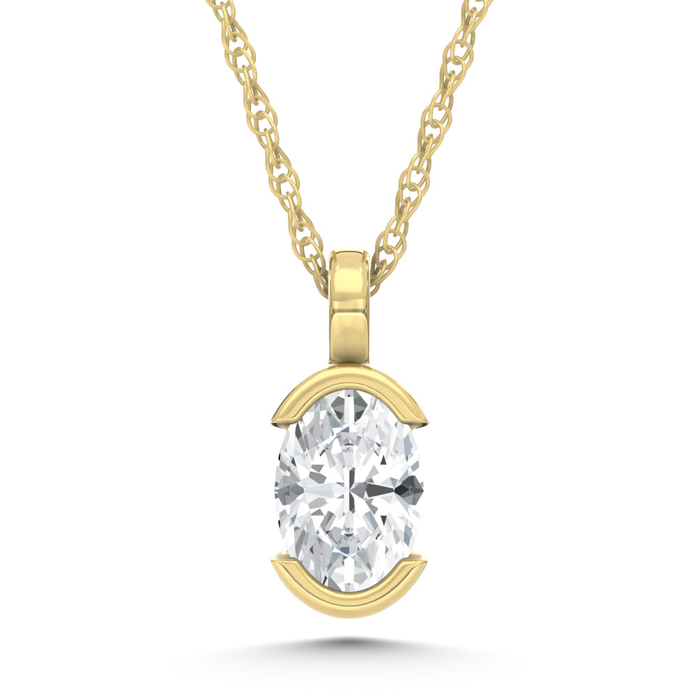 14K Yellow Gold Lab Grown Diamond 1/2 Ct.Tw. Oval Pendant