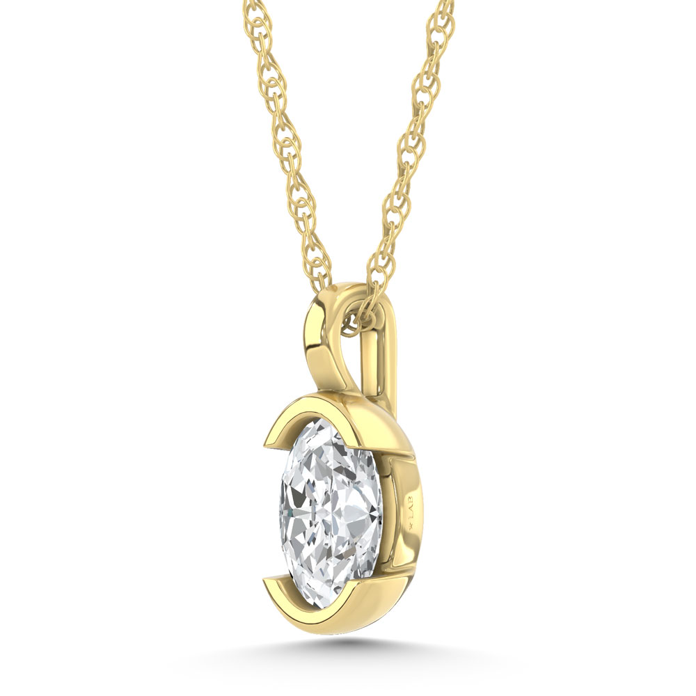 14K Yellow Gold Lab Grown Diamond 1/2 Ct.Tw. Oval Pendant
