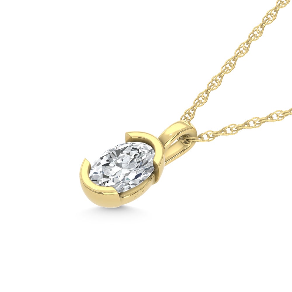 14K Yellow Gold Lab Grown Diamond 1/2 Ct.Tw. Oval Pendant