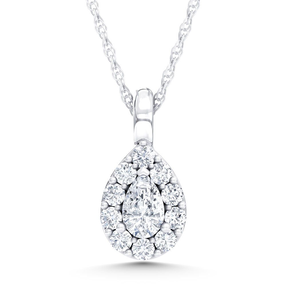 10K White Gold Lab Grown Diamond 1/4 Ct.Tw. Pear Pendant