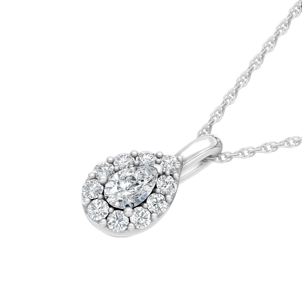 10K White Gold Lab Grown Diamond 1/4 Ct.Tw. Pear Pendant