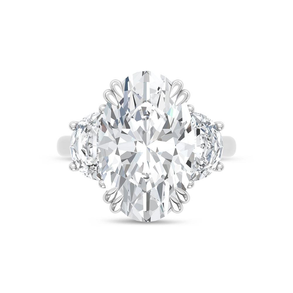 14K White Gold Lab Grown Diamond 11 1/2 Ct.Tw. IGI Certified Radiant Shape Engagement Ring ( Center 10 CTW Radiant)