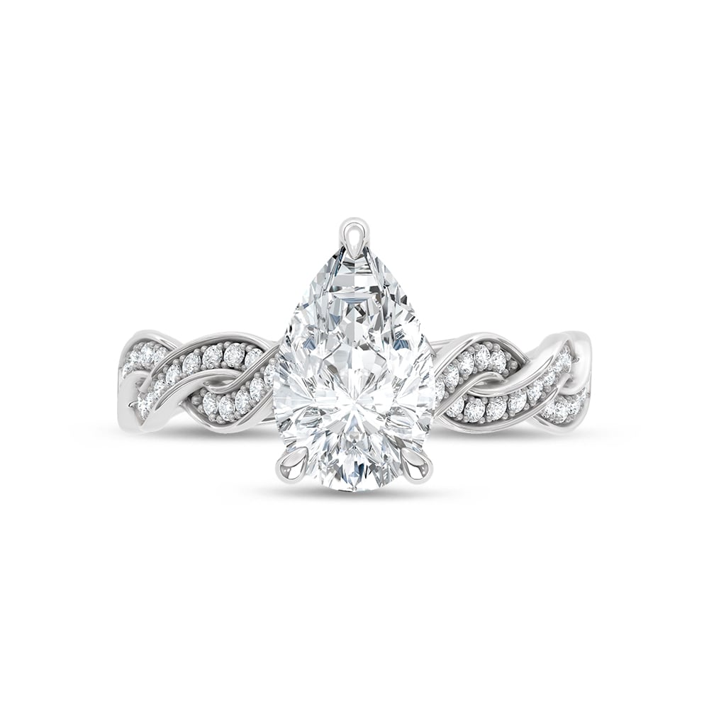 14K White Gold Lab Grown Diamond 2 1/5 Ct.Tw. Pear Shape Twisted Shank Engagement Ring (Center 2 ctw)