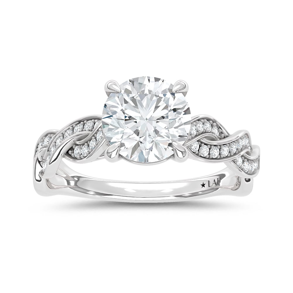 14K White Gold Lab Grown Diamond 2 1/5 Ct.Tw. Round Shape Twisted Shank Engagement Ring (Center 2 ctw)