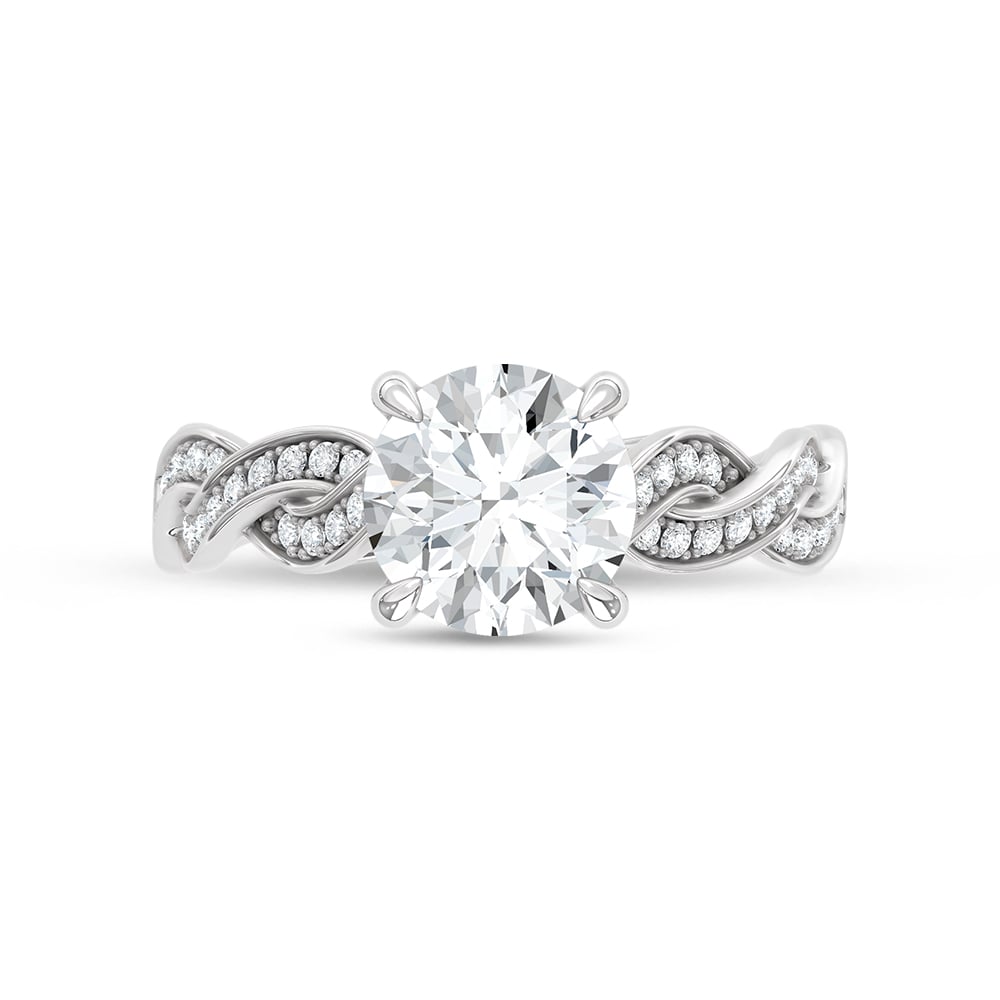 14K White Gold Lab Grown Diamond 2 1/5 Ct.Tw. Round Shape Twisted Shank Engagement Ring (Center 2 ctw)