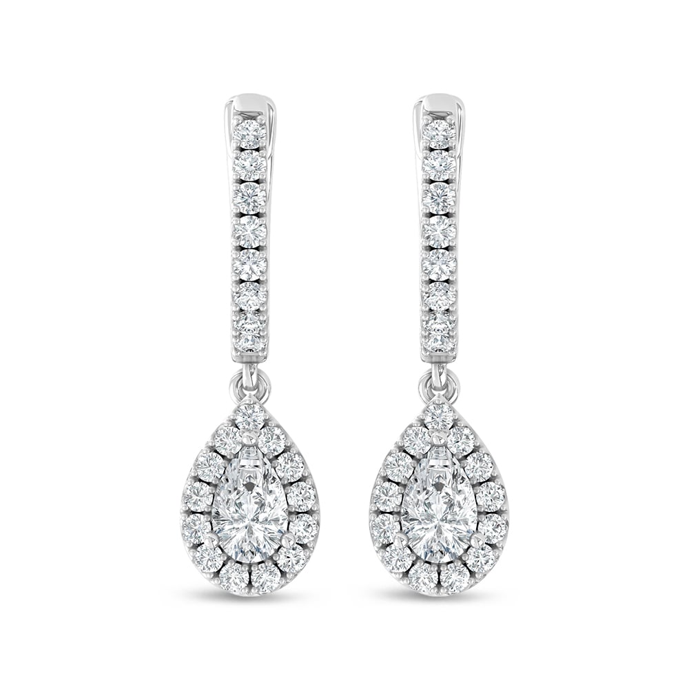 10K White Gold Lab Grown Diamond 1 Ct.Tw. Hoop Earrings