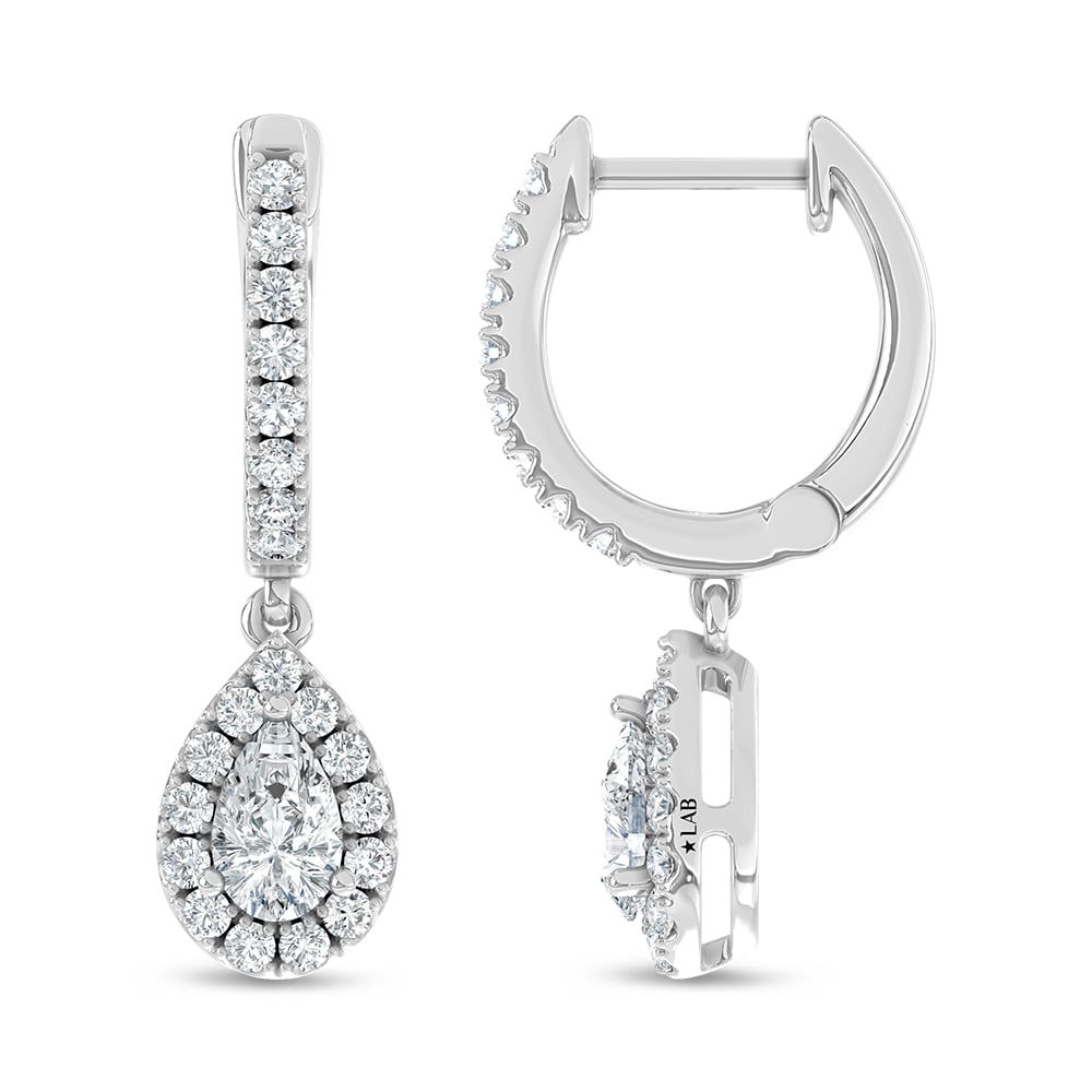 10K White Gold Lab Grown Diamond 1 Ct.Tw. Hoop Earrings