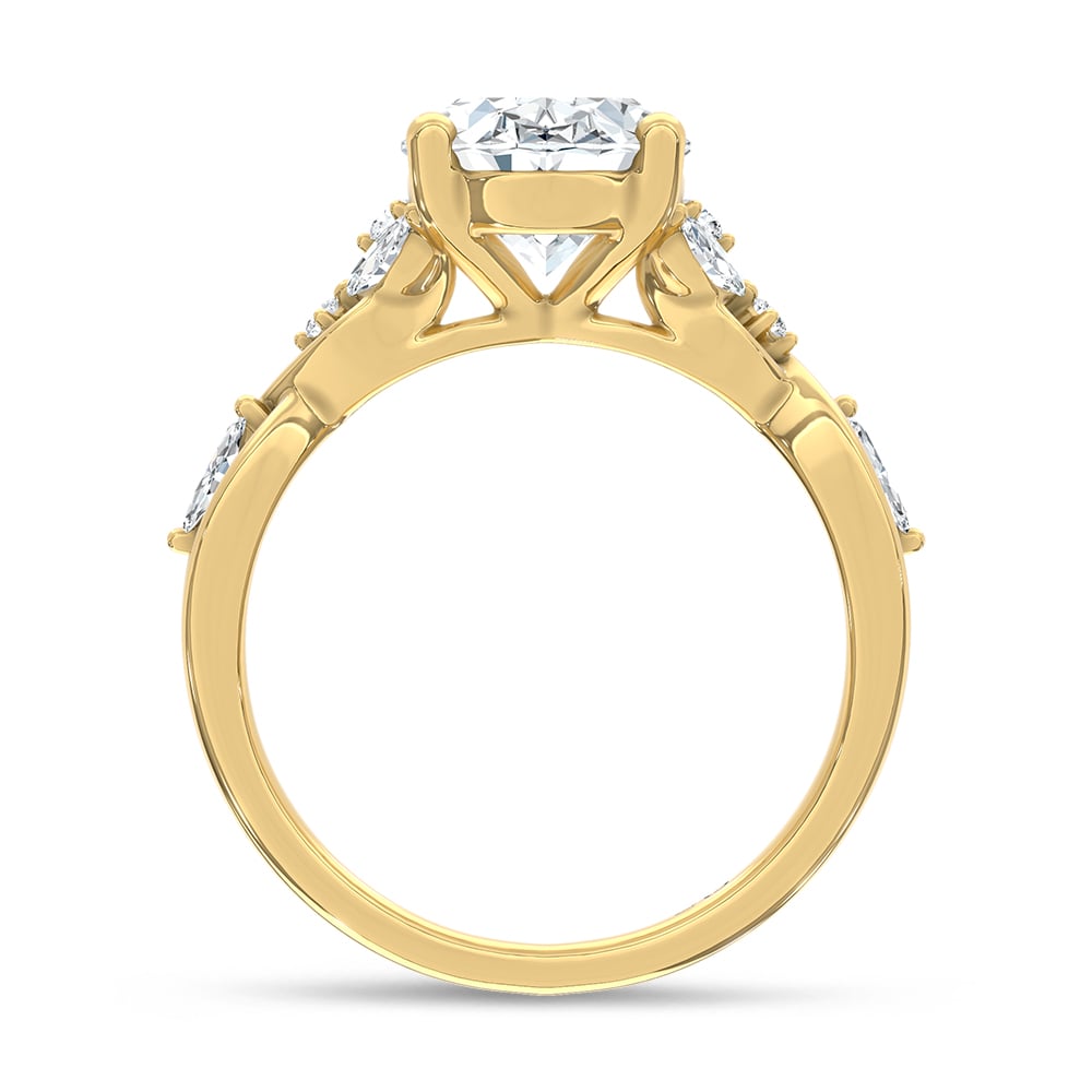 14K Yellow Gold Lab Grown Diamond 3 1/3 Ct.Tw.Oval Shape Engagement Ring (IGI Certified Center 3ct Oval)