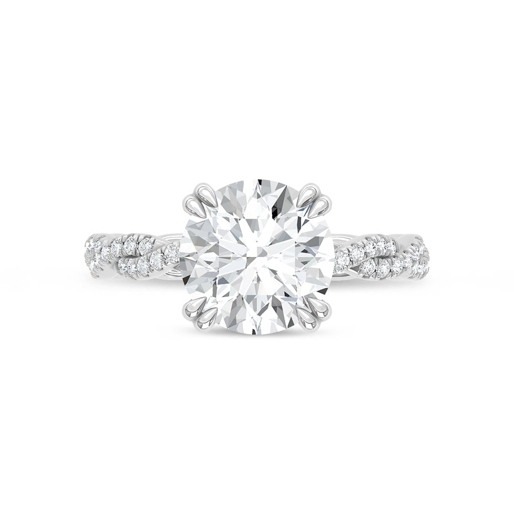 14K White Gold Lab Grown Diamond 3 1/3 Ct.Tw. Round Shape Engagement Ring (Center 3 CT)