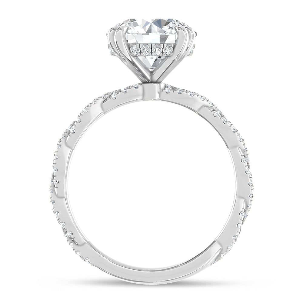 14K White Gold Lab Grown Diamond 3 1/3 Ct.Tw. Round Shape Engagement Ring (Center 3 CT)