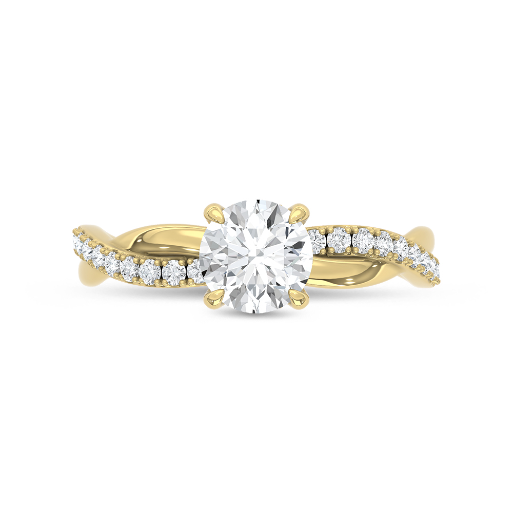 14K Yellow Gold Lab Grown Diamond 1 1/5 Ct.Tw. Round Shape Engagement Ring (Center 1 CT)