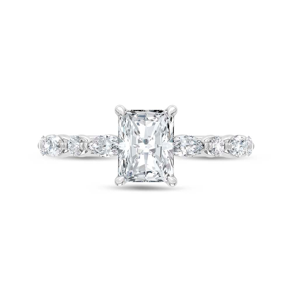 14K White Gold Lab Grown Diamond 1 3/8 Ct.Tw. Radiant Shape Engagement Ring (Center 1 CT)