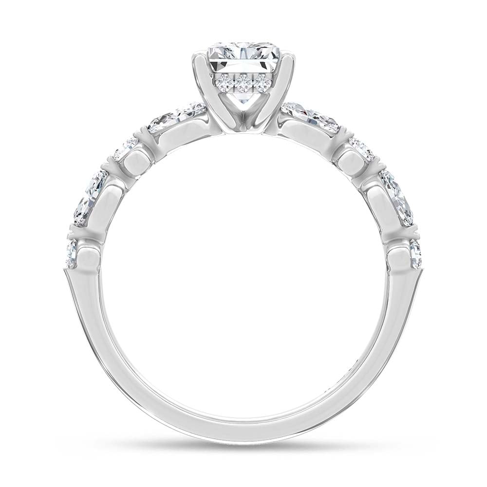14K White Gold Lab Grown Diamond 1 3/8 Ct.Tw. Radiant Shape Engagement Ring (Center 1 CT)