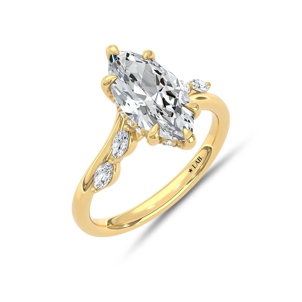 14K Yellow Gold Lab Grown Diamond 2 1/4 Ct.Tw. Marquise Shape Engagement Ring (Center 2 CT)