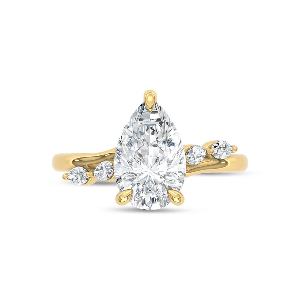 14K Yellow Gold Lab Grown Diamond 2 1/4 Ct.Tw. Pear Shape Engagement Ring (Center 2 CT)