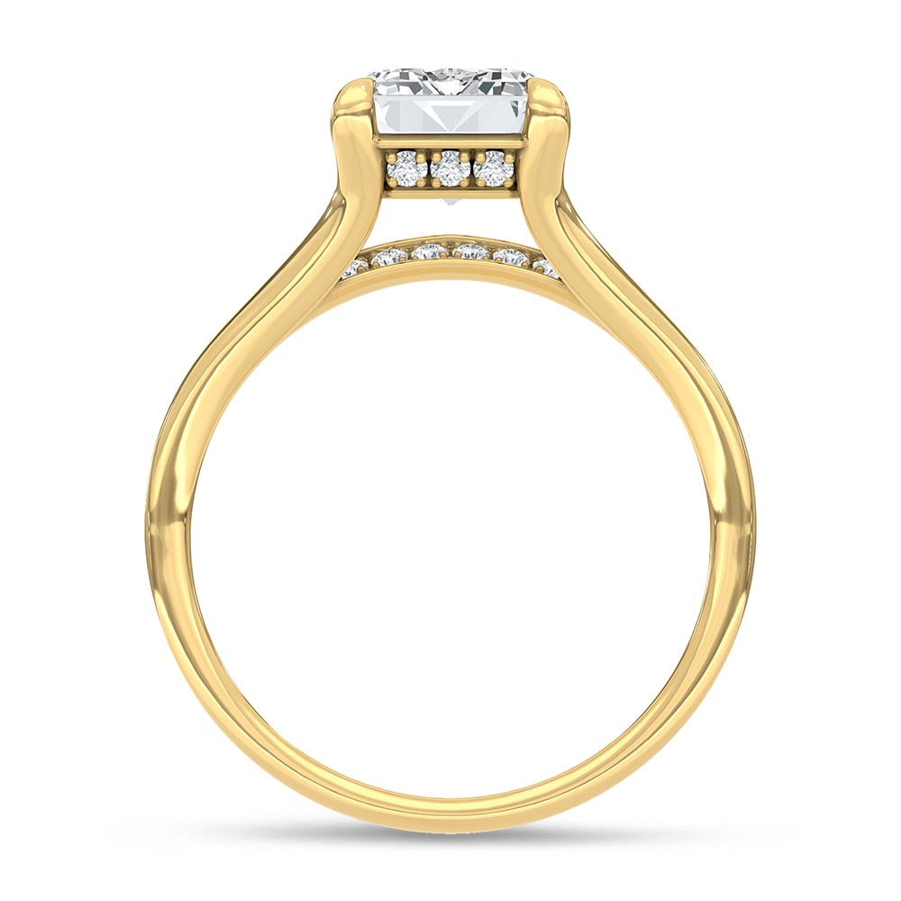 14K Yellow Gold Lab Grown Diamond 3 3/8 Ct.Tw. Emerald Shape Engagement Ring (Center 3 CT)