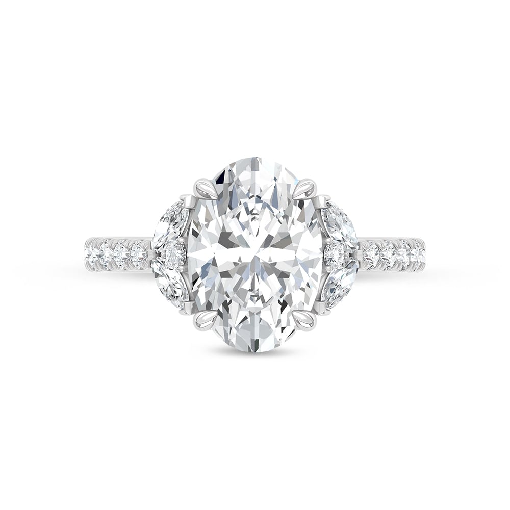 14K White Gold Lab Grown Diamond 3 1/2 Ct.Tw. Oval Shape Engagement Ring (Center 3 CT)