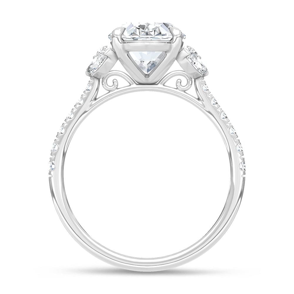 14K White Gold Lab Grown Diamond 3 1/2 Ct.Tw. Oval Shape Engagement Ring (Center 3 CT)