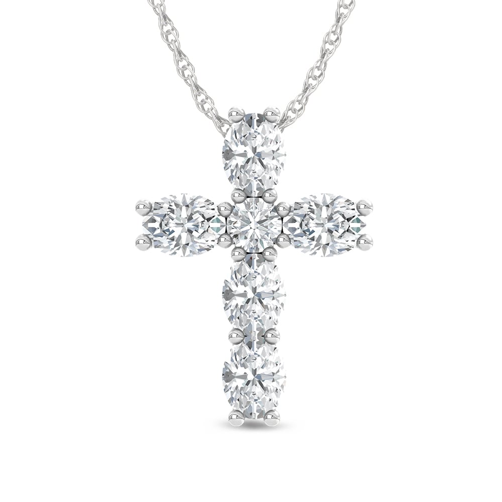14K White Gold Lab Grown Diamond 1 1/6 Ct.Tw. Cross Pendant