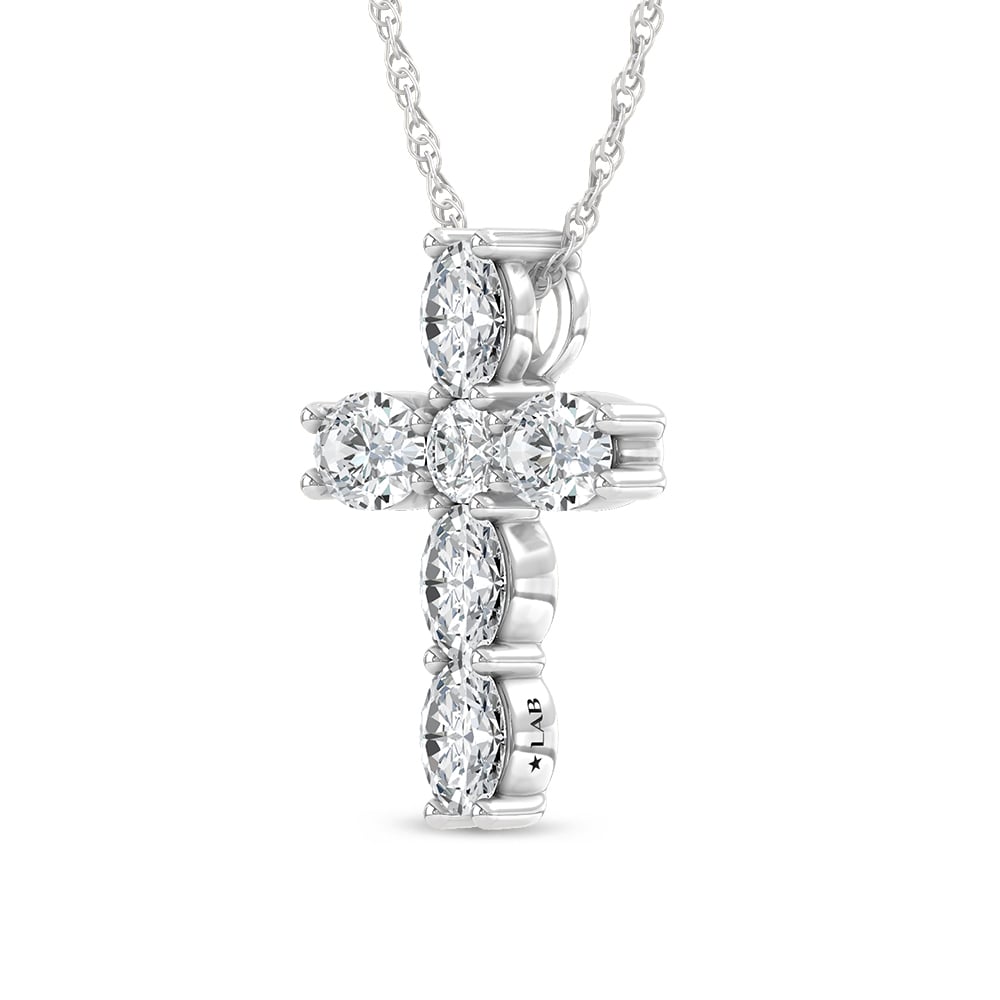14K White Gold Lab Grown Diamond 1 1/6 Ct.Tw. Cross Pendant