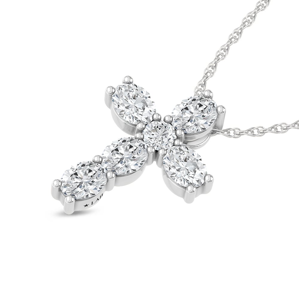14K White Gold Lab Grown Diamond 1 1/6 Ct.Tw. Cross Pendant
