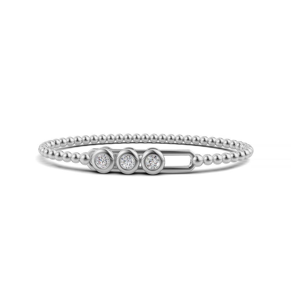 14K White Gold Lab Grown Diamond 3/4 Ct.Tw. Stretch Bangle