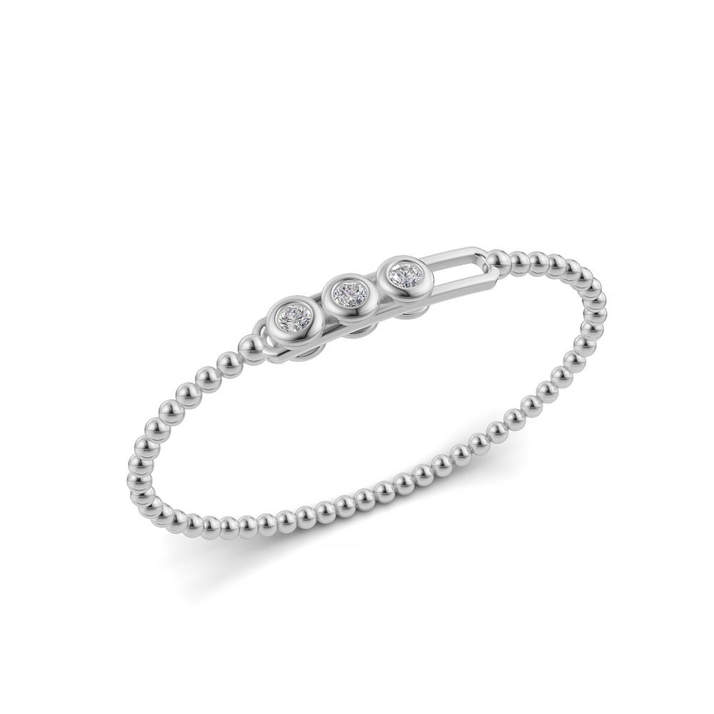 14K White Gold Lab Grown Diamond 3/4 Ct.Tw. Stretch Bangle