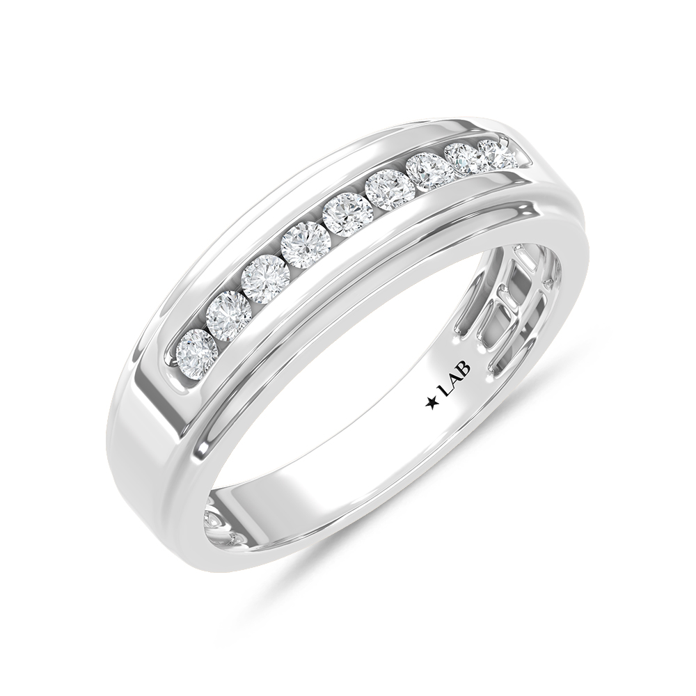 10K White Gold Lab Grown Diamond 1/4 Ct.Tw. Mens Machine Band