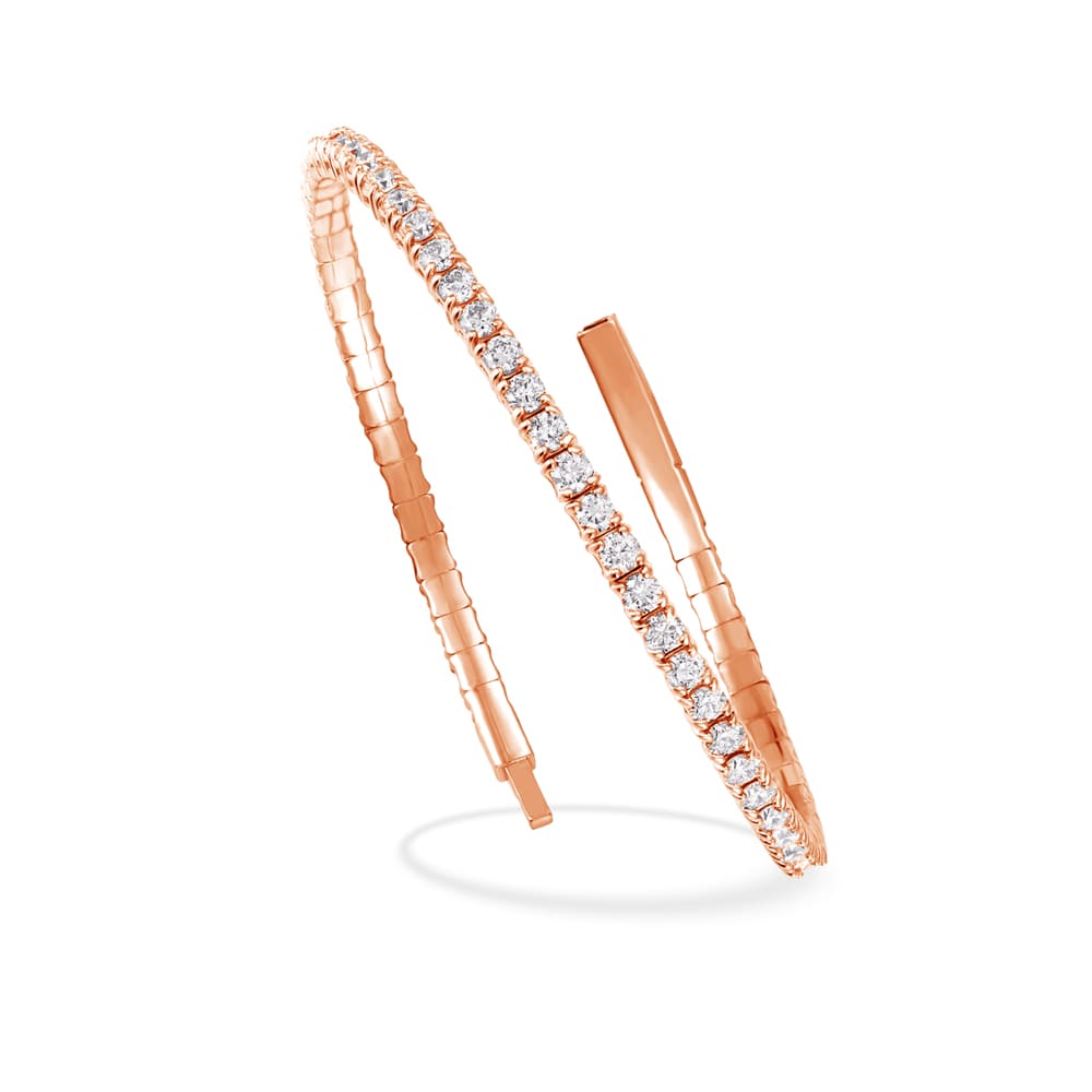 Lab Grown Diamond 1 Ct.Tw. Half Way Flexible Bangle in 10K Rose Gold (Size 6.75)