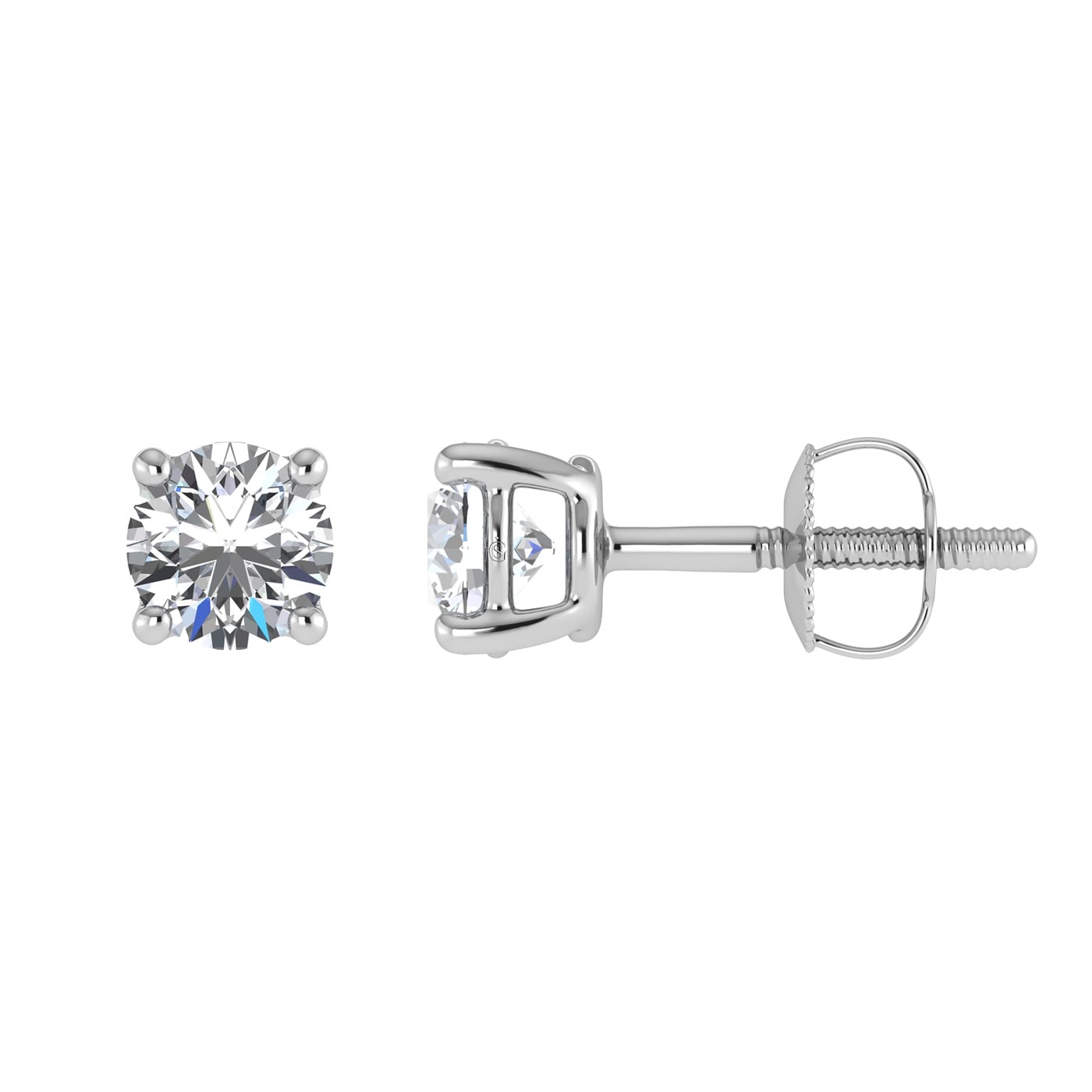 14K White Gold Lab Grown Diamond 1/6 Ct.Tw. Starlab Certified VS F+ Solitaire Studs (Available in 0.10ct to 4ct)
