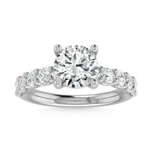 14K White Gold Lab Grown Diamond 2 Ct.Tw. Round Shape Halfway Engagement Ring (IGI Certified Center 1 1/2 CT)