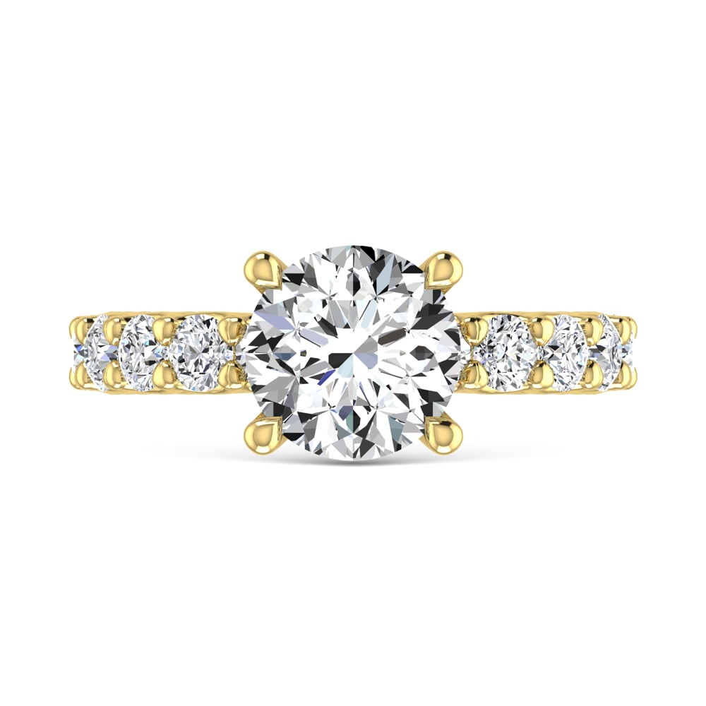 14K Yellow Gold Lab Grown Diamond 2 3/4 Ct.Tw. Round Shape Three Forth Engagement Ring ( IGI Certified Center 2CT Round)